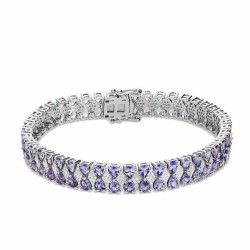 Bransoletka tenisowa z tanzanitami i diamentami (B08948 W T) - zdjęcie: 2