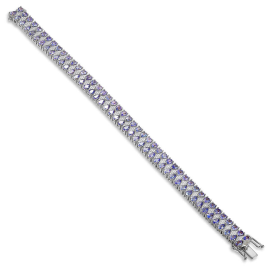 Bransoletka tenisowa z tanzanitami i diamentami (B08948 W T)