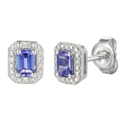 Kolczyki z tanzanitami i diamentami (E69346 W S T) - zdjęcie: 2