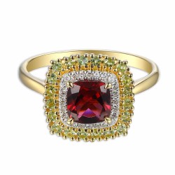 Pierścionek z rodlitem, perydotami i diamentami (R90183 Y RH): 7 - zdjęcie: 4