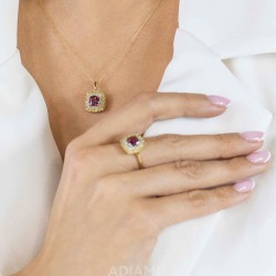 Zawieszka z rodolitem, perydotami i diamentami (P90183 Y RH) - zdjęcie: 3