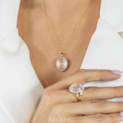 Zawieszka z różowym kwarcem i diamentami (P28935 Y RQ) - zdjęcie: 3