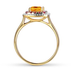 Pierścionek z cytrynem, rodolitami i diamentami (R90182 Y CT): 18 - zdjęcie: 5