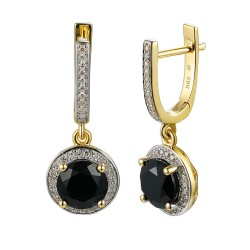 Kolczyki z czarnymi agatami i diamentami (E75601 Y A BAG) - zdjęcie: 2