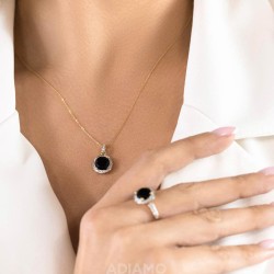 Zawieszka z czarnym agatem i diamentami (P75601 Y BAG) - zdjęcie: 3