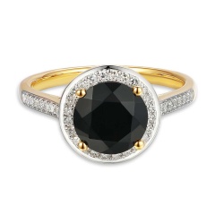 Pierścionek z czarnym agatem i diamentami (R75601 Y BAG)