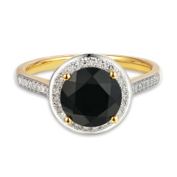 Pierścionek z czarnym agatem i diamentami (R75601 Y BAG): 10 - zdjęcie: 3