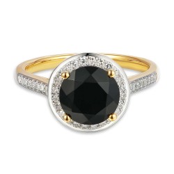 Pierścionek z czarnym agatem i diamentami (R75601 Y BAG): 10 - zdjęcie: 3