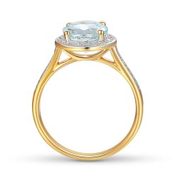 Pierścionek z akwamarynem i diamentami (R75601 Y AQ): 10 - zdjęcie: 4