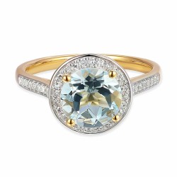 Pierścionek z akwamarynem i diamentami (R75601 Y AQ): 10 - zdjęcie: 3