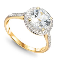 Pierścionek z białym topazem i diamentami (R75601 Y WT): 10 - zdjęcie: 2