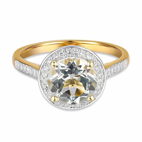 Pierścionek z białym topazem i diamentami (R75601 Y WT)