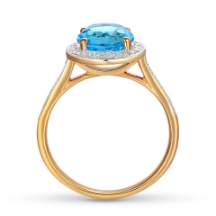 Pierścionek z niebieskim topazem i diamentami (R75601 Y BT)