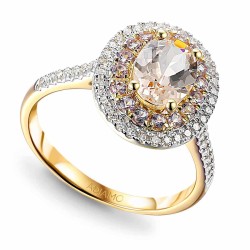 Pierścionek z morganitem, różowymi ametystami i diamentami (R88810 Y MR): 10 - zdjęcie: 2