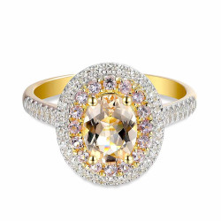 Pierścionek z morganitem, różowymi ametystami i diamentami (R88810 Y MR): 10 - zdjęcie: 4