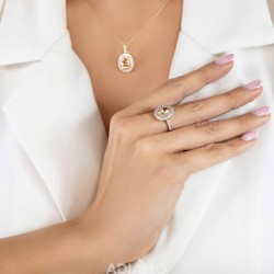 Pierścionek z morganitem, różowymi ametystami i diamentami (R88810 Y MR): 10 - zdjęcie: 6