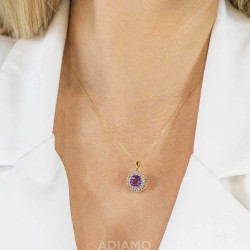 Zawieszka z różowymi ametystami i diamentami (P88806 Y PAM) - zdjęcie: 3