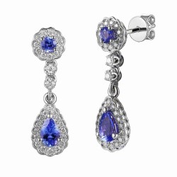Kolczyki z tanzanitami i diamentami (E89889 W S T) - zdjęcie: 2