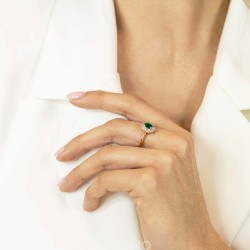 Pierścionek ze szmaragdem i diamentami (R63665 Y EM): 10 - zdjęcie: 3