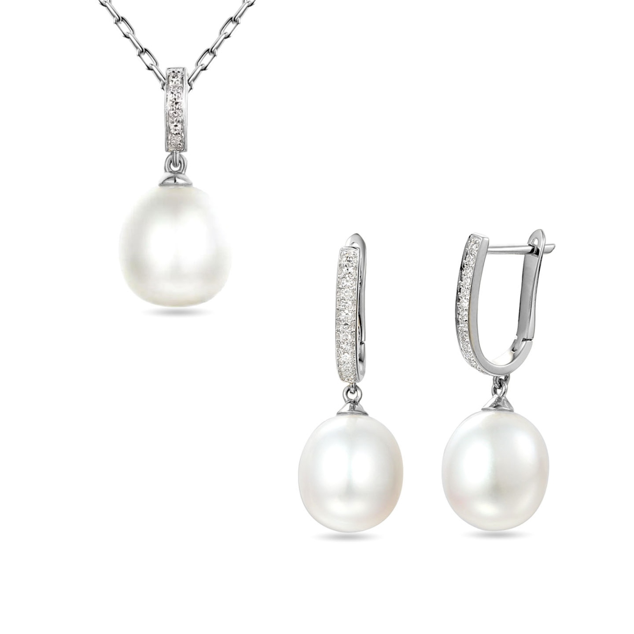 Komplet biżuterii z perłami i diamentami (Komplet 21600 W)