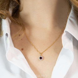 Zawieszka z rodolitem i diamentami (P75604 Y RH) - zdjęcie: 3