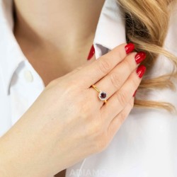 Pierścionek z rodolitem i diamentami (R75604 Y RH): 7 - zdjęcie: 3