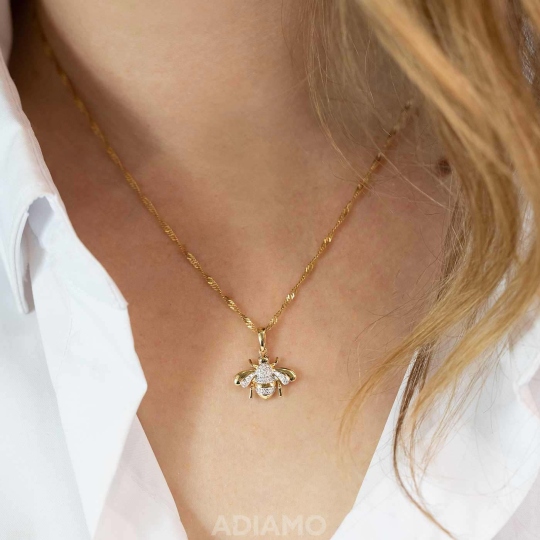 Zawieszka pszczoła z diamentami (P88875 Y)