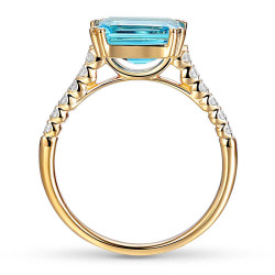 Pierścionek z niebieskim topazem i diamentami (R86442 Y BT): 8 - zdjęcie: 5