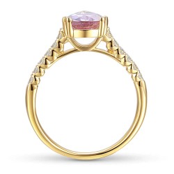 Pierścionek z różowym ametystem i diamentami (R86441 Y PAM): 13 - zdjęcie: 5