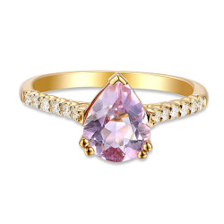 Pierścionek z różowym ametystem i diamentami (R86441 Y PAM): 7 - zdjęcie: 4