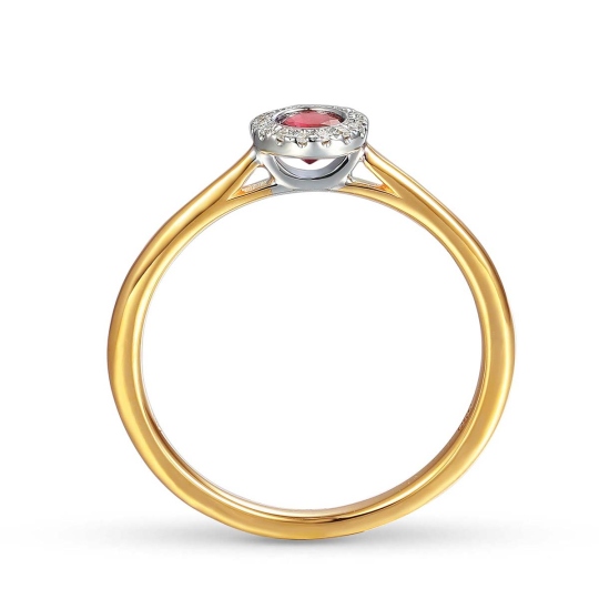 Pierścionek z rubinem i diamentami (R75220 YW RU): 15