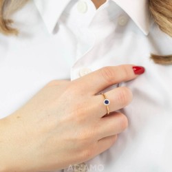 Pierścionek z szafirem i diamentami (R75220 YW SA): 13 - zdjęcie: 3