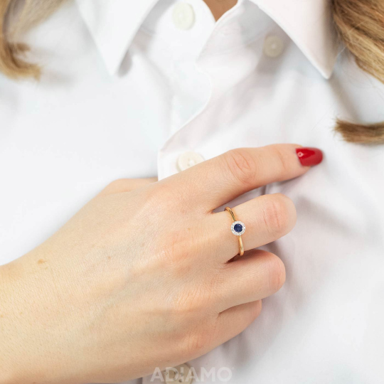 Pierścionek z szafirem i diamentami (R75220 YW SA): 7