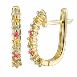 Kolczyki z kolorowymi szafirami i diamentami (E80038 Y) - zdjęcie: 2