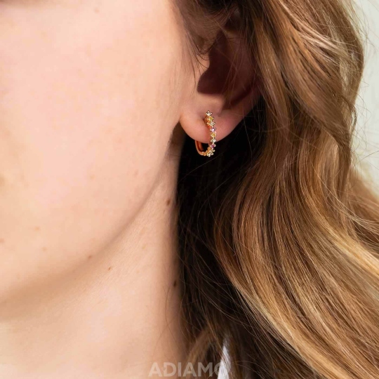 Kolczyki z kolorowymi szafirami i diamentami (E80038 Y)