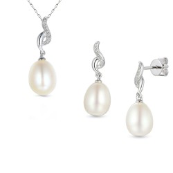 Komplet biżuterii z perłami i diamentami (Komplet 55719) - zdjęcie: 2
