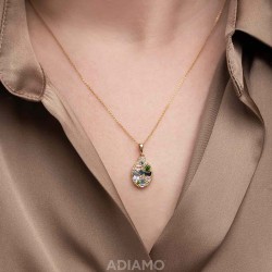 Zawieszka z kolorowymi kamieniami i diamentami (P91013 Y WT,BT,CD) - zdjęcie: 3