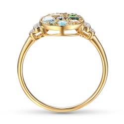 Pierścionek z kolorowymi kamieniami i diamentami (R91013 Y WT,BT,CD): 7 - zdjęcie: 5