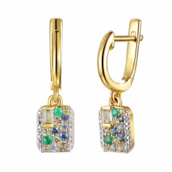 Kolczyki z kolorowymi kamieniami i diamentami (E91012 Y A SA,WT,EM) - zdjęcie: 2