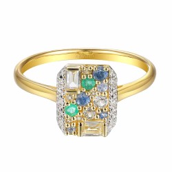 Pierścionek z kolorowymi kamieniami i diamentami (R91012 Y SA,WT,EM): 7 - zdjęcie: 4