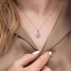 Zawieszka z kolorowymi kamieniami i diamentami (P91011 Y SA,WT,EM) - zdjęcie: 3