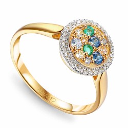 Pierścionek z kolorowymi kamieniami i diamentami (R91011 Y SA,WT,EM): 14 - zdjęcie: 2