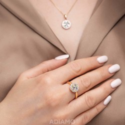 Pierścionek z kolorowymi kamieniami i diamentami (R91011 Y SA,WT,EM): 14 - zdjęcie: 3