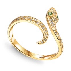 Pierścionek wąż z diopsydami i diamentami (R88794 Y CD): 7 - zdjęcie: 2