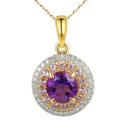 Zawieszka z ametystami i diamentami (P90184 Y AM) - zdjęcie: 2