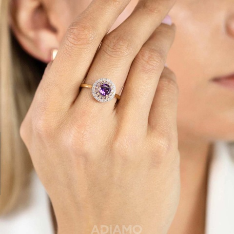 Pierścionek z ametystami i diamentami (R90184 Y AM)