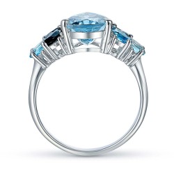 Pierścionek z niebieskimi topazami i diamentami (R88899 W BT): 7 - zdjęcie: 4
