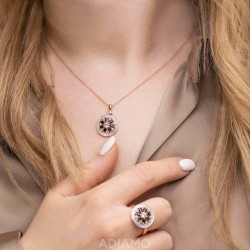 Zawieszka z czarnymi spinelami, białymi topazami i diamentami (P90385 Y BSP) - zdjęcie: 3