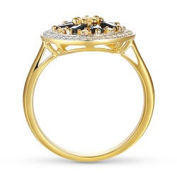 Pierścionek z czarnymi spinelami, białymi topazami i diamentami (R90385 Y BSP): 18 - zdjęcie: 4