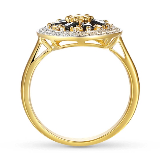 Pierścionek z czarnymi spinelami, białymi topazami i diamentami (R90385 Y BSP): 18